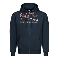 Navy girls trip cheaper than therapy Zipper Hoodie - MaliasSmallBusiness