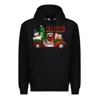 Black happy new year 2022 christmas truck with american flag Premium Hoodie - Jasminsmagicworld