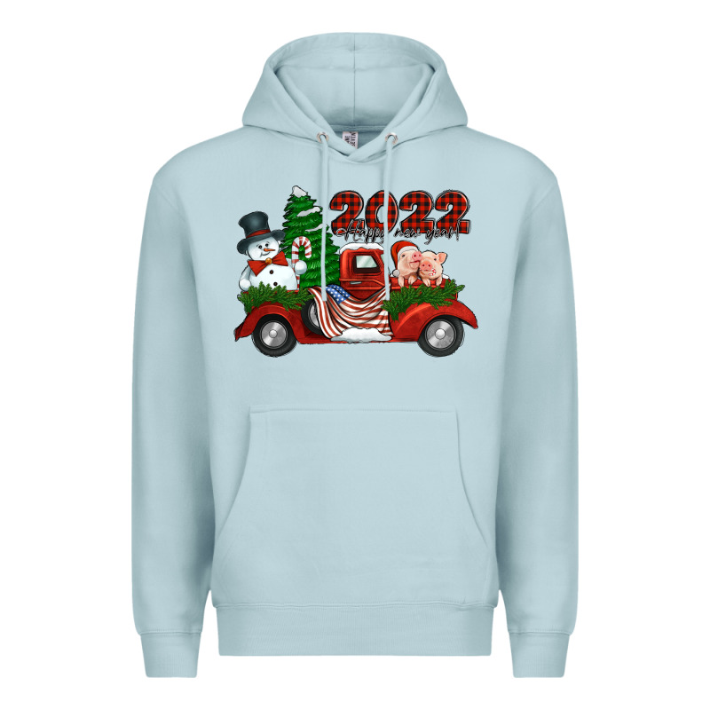 Happy New Year 2022 Christmas Truck With American Flag Premium Hoodie by Jasminsmagicworld | Teevron