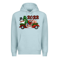Blue Mist happy new year 2022 christmas truck with american flag Premium Hoodie - Jasminsmagicworld