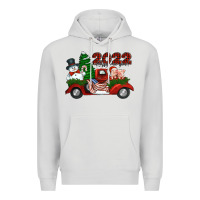 Dove Grey happy new year 2022 christmas truck with american flag Premium Hoodie - Jasminsmagicworld
