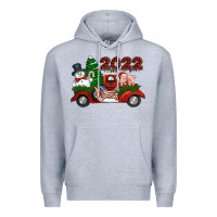 Heather Grey happy new year 2022 christmas truck with american flag Premium Hoodie - Jasminsmagicworld