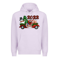 Lilac happy new year 2022 christmas truck with american flag Premium Hoodie - Jasminsmagicworld