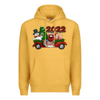 Mustard happy new year 2022 christmas truck with american flag Premium Hoodie - Jasminsmagicworld