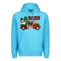 Ocean Blue happy new year 2022 christmas truck with american flag Premium Hoodie - Jasminsmagicworld