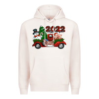 Pale Pink happy new year 2022 christmas truck with american flag Premium Hoodie - Jasminsmagicworld