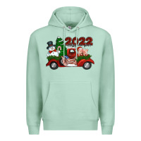 Seafoam happy new year 2022 christmas truck with american flag Premium Hoodie - Jasminsmagicworld