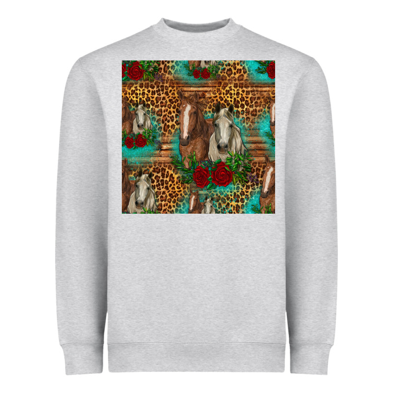 Horses With Roses Seamless Pattern Heavyweight Sweatshirt by HRA Design Shop | Teevron