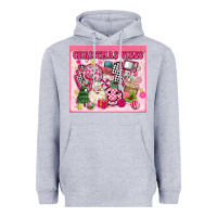 Heather Grey 3d retro pink christmas vibes Heavyweight Hoodie - MaliasSmallBusiness
