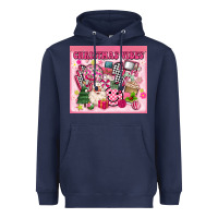 Navy 3d retro pink christmas vibes Heavyweight Hoodie - MaliasSmallBusiness