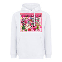 White 3d retro pink christmas vibes Heavyweight Hoodie - MaliasSmallBusiness