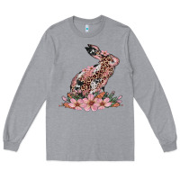 Heather Grey bunny with blossom flower Long Sleeve Tee - Artiststas