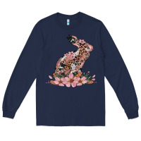 Navy bunny with blossom flower Long Sleeve Tee - Artiststas
