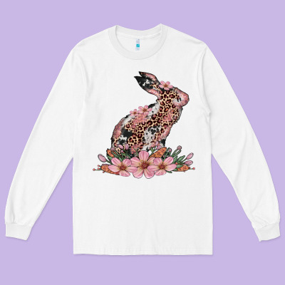 Bunny With Blossom Flower Long Sleeve Tee Designed By Artiststas