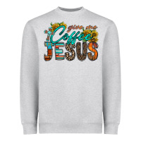 Heather Grey give me coffee jesus Heavyweight Sweatshirt - RacoonDesign