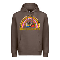 Coffee back to school rainbow hello kindergarten Premium Hoodie - AdoDesignShop