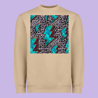 Turquoise Lightning Bolt Seamless Pattern Heavyweight Sweatshirt Designed By Hra Design Shop