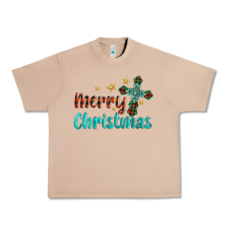 Merry Christmas Turquoise Gemstones Cross Urban Heavy Tee by BarkalooDesign | Teevron