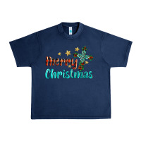 Navy merry christmas turquoise gemstones cross Urban Heavy Tee - BarkalooDesign
