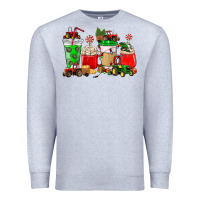 Heather Grey Christmas tractor coffee cup Premium Sweatshirt - NancyCooperArtShop