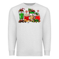 Oatmeal Heather Christmas tractor coffee cup Premium Sweatshirt - NancyCooperArtShop