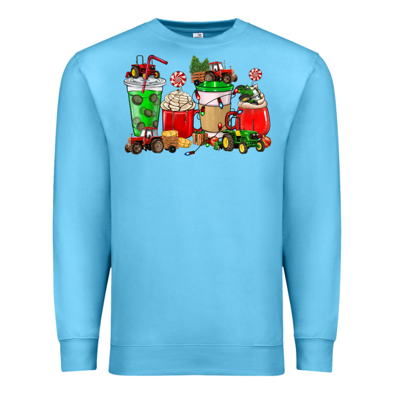 Christmas Tractor Coffee Cup Premium Sweatshirt by NancyCooperArtShop | Teevron