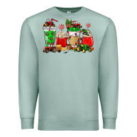 Seafoam Christmas tractor coffee cup Premium Sweatshirt - NancyCooperArtShop