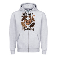 Heather Grey we are all humans Zipper Hoodie - MaliasSmallBusiness