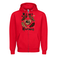 Red we are all humans Zipper Hoodie - MaliasSmallBusiness