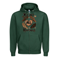 Sports Green we are all humans Zipper Hoodie - MaliasSmallBusiness