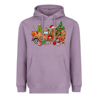 Lavender christmas gingerbread truck Heavyweight Hoodie - MaliasSmallBusiness