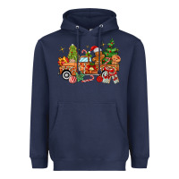 Navy christmas gingerbread truck Heavyweight Hoodie - MaliasSmallBusiness
