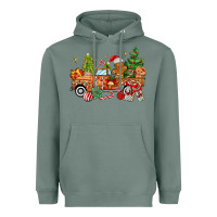 Sage christmas gingerbread truck Heavyweight Hoodie - MaliasSmallBusiness
