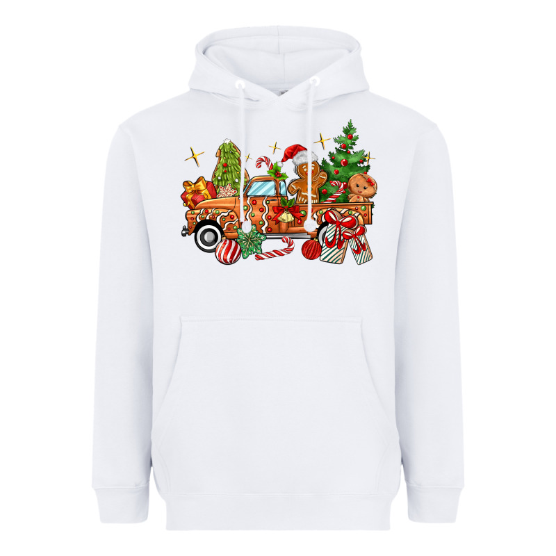 Christmas Gingerbread Truck Heavyweight Hoodie by MaliasSmallBusiness | Teevron