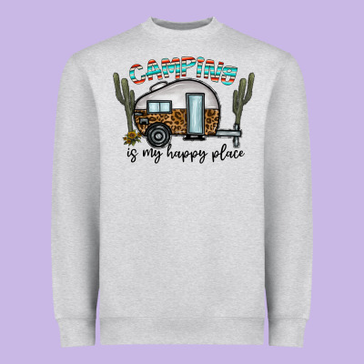 Camping Is My Happy Place Heavyweight Sweatshirt Designed By Cowhidedigitalart