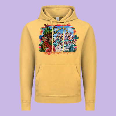 Hello Summer Vintage Hoodie Designed By Sublimationcraftshop