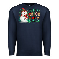 Navy tis the season to sparkle snowman Premium Sweatshirt - MaliasSmallBusiness