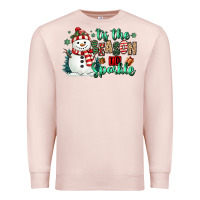 Pale Pink tis the season to sparkle snowman Premium Sweatshirt - MaliasSmallBusiness
