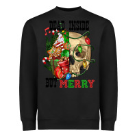 Black Dead İnside But Merry Human Skull Heavyweight Sweatshirt - FaDigitalArtStudio
