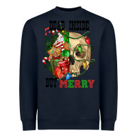 Navy Dead İnside But Merry Human Skull Heavyweight Sweatshirt - FaDigitalArtStudio
