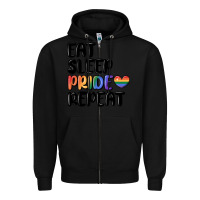 Black eat sleep pride repeat Zipper Hoodie - MaliasSmallBusiness