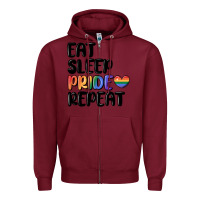 Burgundy eat sleep pride repeat Zipper Hoodie - MaliasSmallBusiness