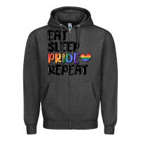 Charcoal Heather eat sleep pride repeat Zipper Hoodie - MaliasSmallBusiness