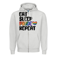 Dove Grey eat sleep pride repeat Zipper Hoodie - MaliasSmallBusiness