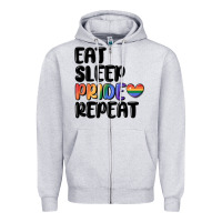 Heather Grey eat sleep pride repeat Zipper Hoodie - MaliasSmallBusiness