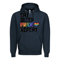 Navy eat sleep pride repeat Zipper Hoodie - MaliasSmallBusiness
