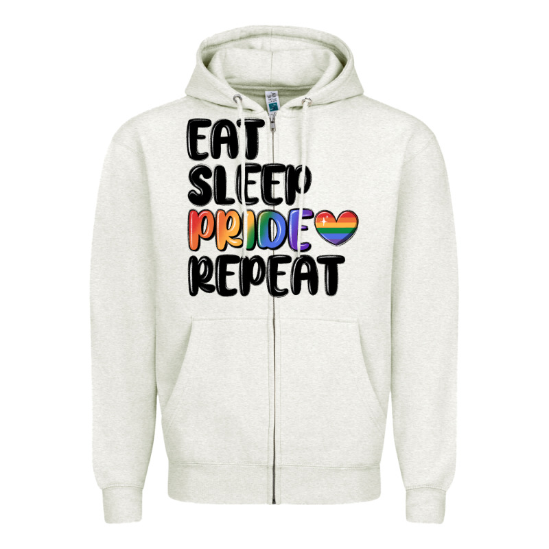 Eat Sleep Pride Repeat Zipper Hoodie by MaliasSmallBusiness | Teevron