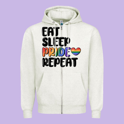 Eat Sleep Pride Repeat Zipper Hoodie Designed By Maliassmallbusiness