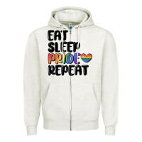 Oatmeal Heather eat sleep pride repeat Zipper Hoodie - MaliasSmallBusiness