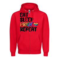 Red eat sleep pride repeat Zipper Hoodie - MaliasSmallBusiness